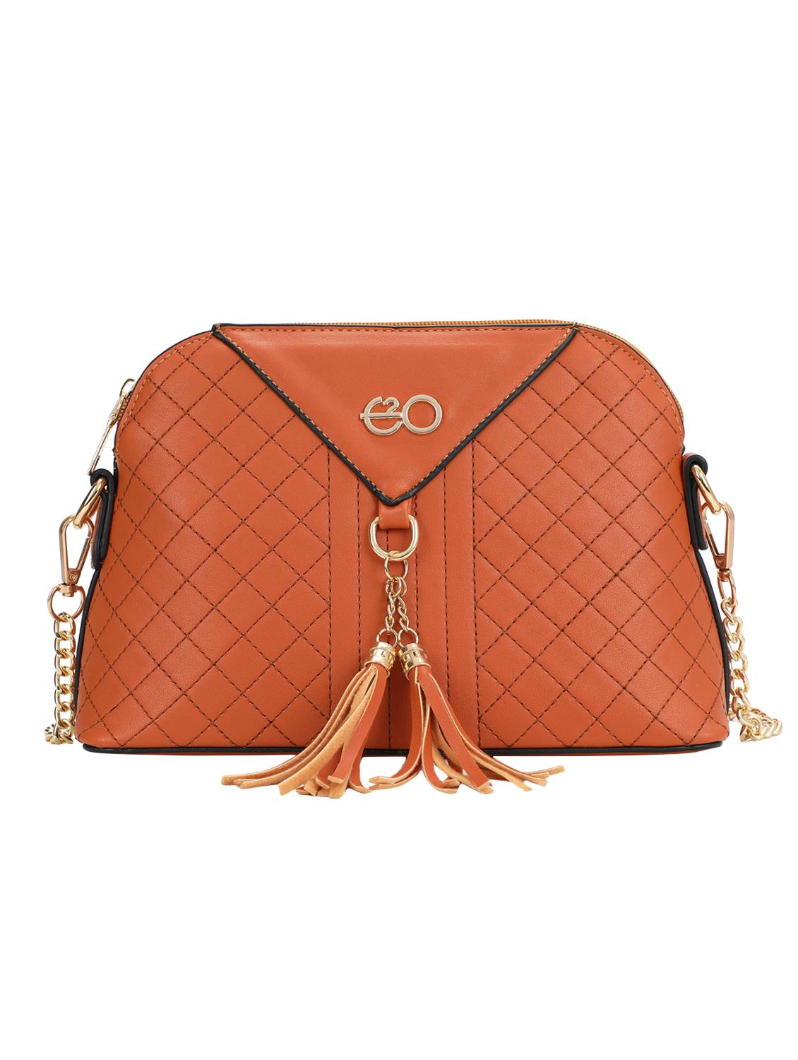 brown leatherette (pu) structured sling bag - 16869282 - Zoom Image - 1