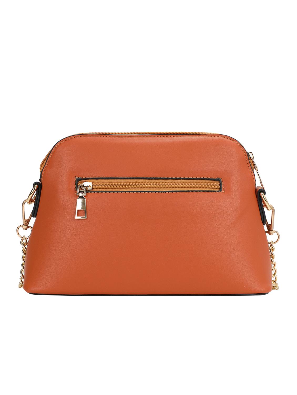 brown leatherette (pu) structured sling bag - 16869282 - Zoom Image - 2
