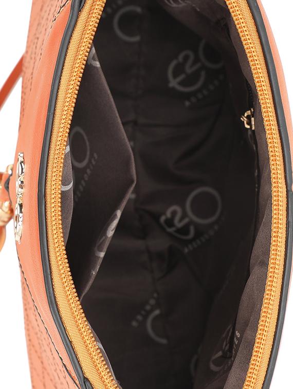 brown leatherette (pu) structured sling bag - 16869282 - Zoom Image - 3
