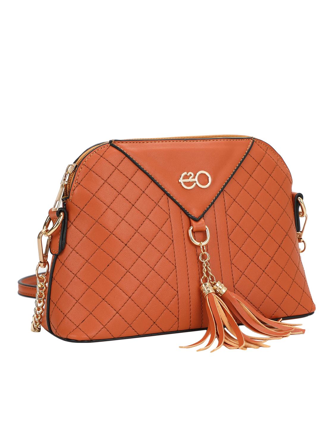 brown leatherette (pu) structured sling bag - 16869282 - Zoom Image - 4