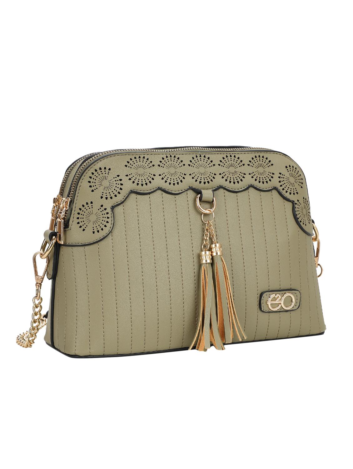 green leatherette (pu) structured sling bag - 16869300 - Zoom Image - 4