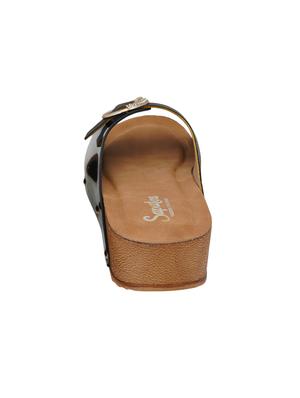 black leatherette slip on wedges - 16869466 - Standard Image - 3