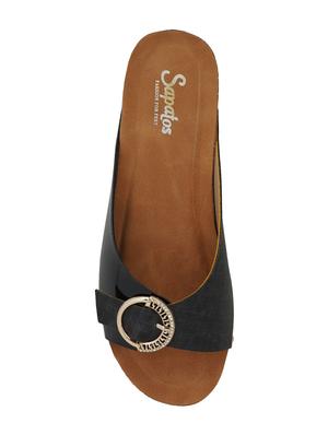 black leatherette slip on wedges - 16869466 - Standard Image - 4