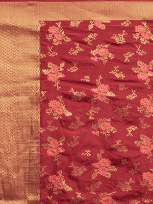 floral kanjivaram saree with blouse - 16870125 - Standard Image - 6