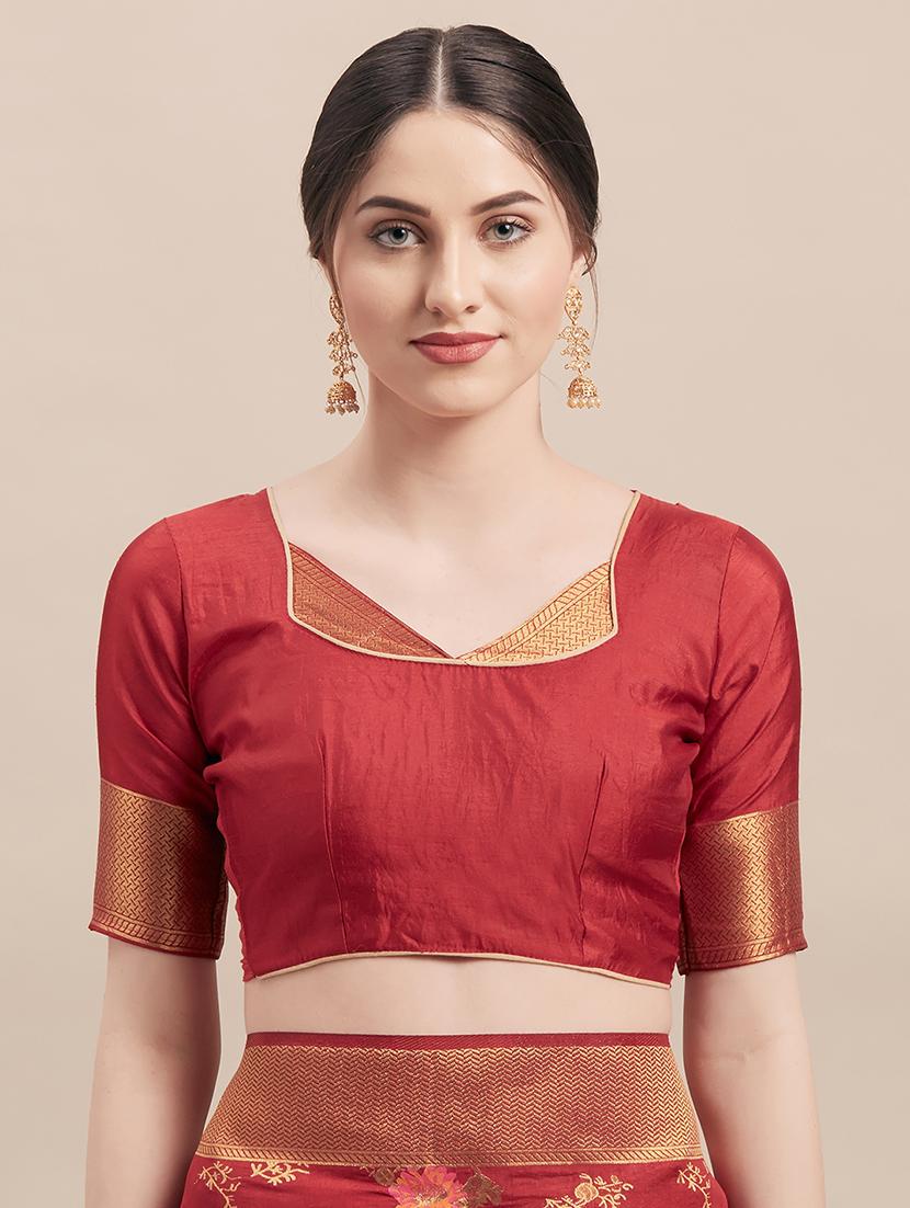 floral kanjivaram saree with blouse - 16870125 - Zoom Image - 3