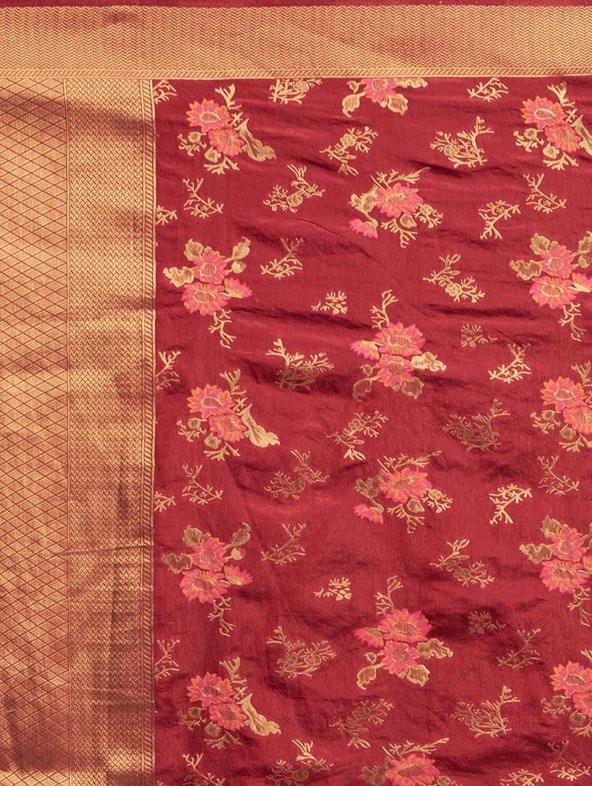 floral kanjivaram saree with blouse - 16870125 - Zoom Image - 6