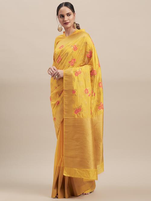 floral kanjivaram saree with blouse - 16870128 - Standard Image - 1