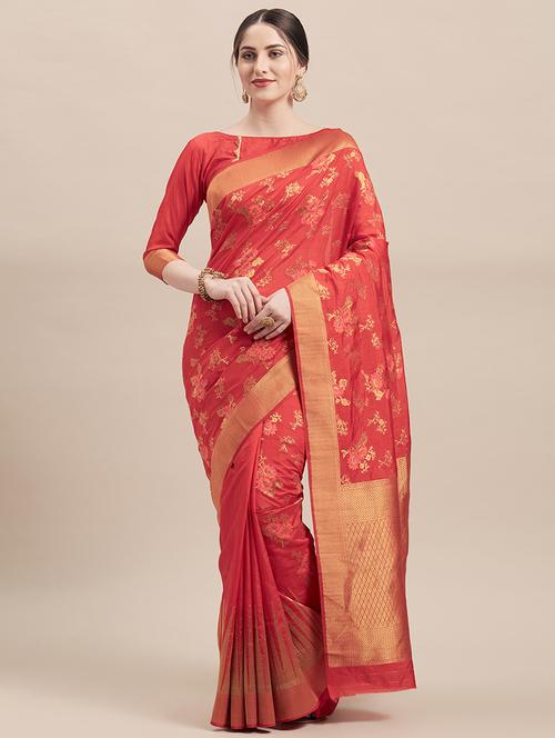 floral kanjivaram saree with blouse - 16870129 - Standard Image - 1