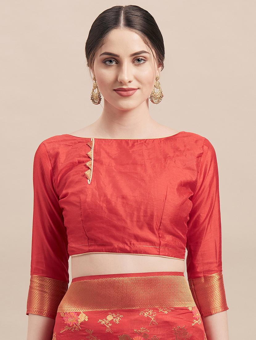 floral kanjivaram saree with blouse - 16870129 - Zoom Image - 3