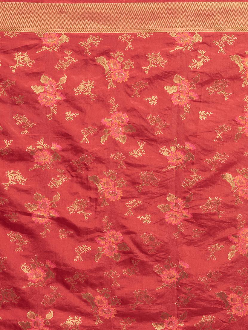 floral kanjivaram saree with blouse - 16870129 - Zoom Image - 4