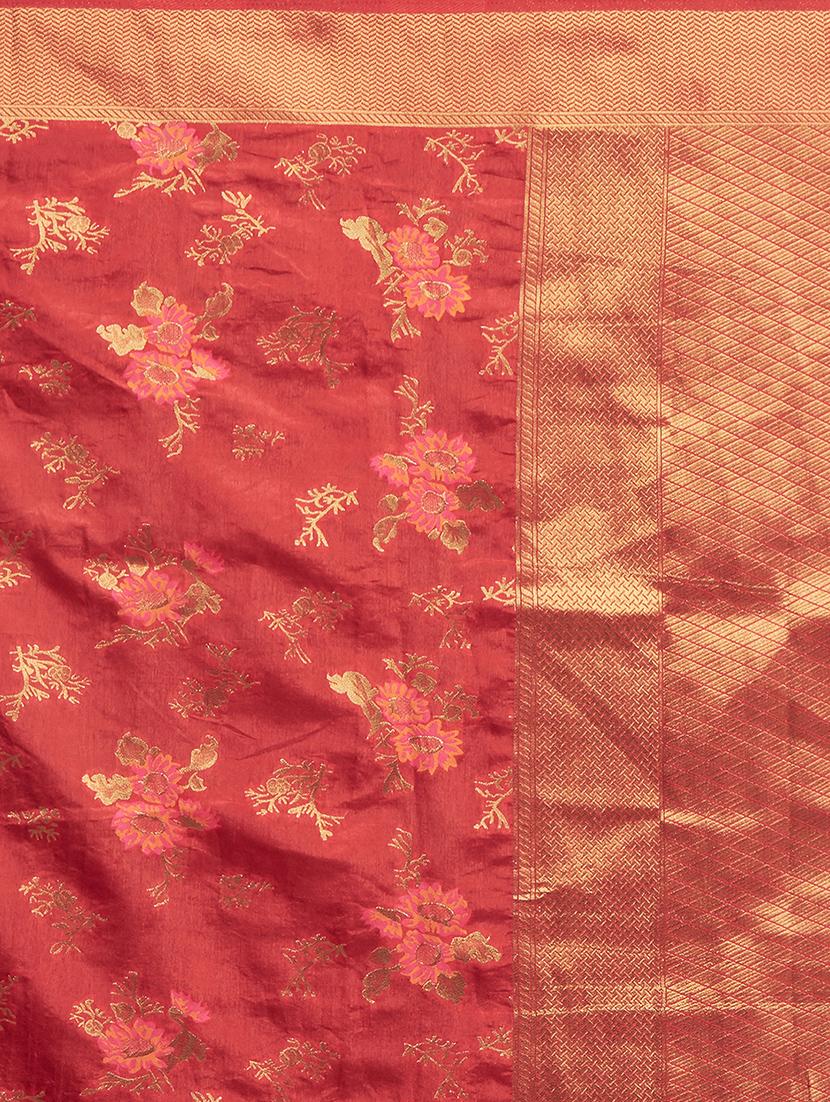 floral kanjivaram saree with blouse - 16870129 - Zoom Image - 5