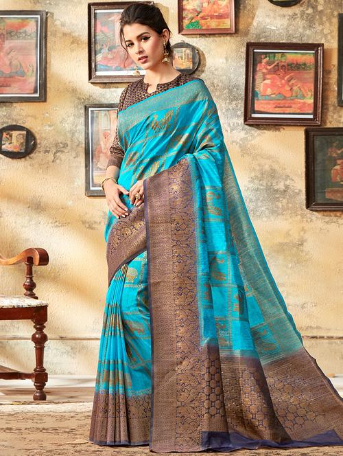 bordered kanjivaram saree with blouse - 16870145 - Standard Image - 1