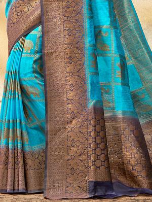 bordered kanjivaram saree with blouse - 16870145 - Standard Image - 2