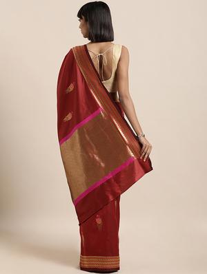 solid kanjivaram saree with blouse - 16870161 - Standard Image - 2