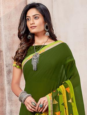 solid printed saree with blouse - 16870205 - Standard Image - 2