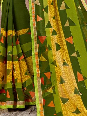 solid printed saree with blouse - 16870205 - Standard Image - 3