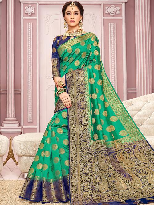 bordered kanjivaram saree with blouse - 16870220 - Standard Image - 1