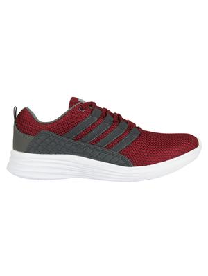 maroon mesh lace up sport shoes - 16870228 - Standard Image - 2
