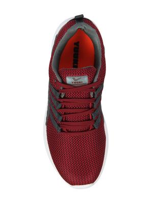 maroon mesh lace up sport shoes - 16870228 - Standard Image - 4