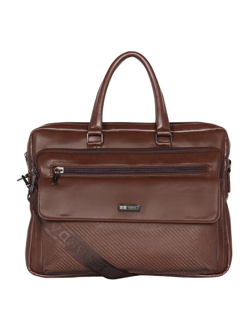 brown leatherette (pu) laptop bag - 16870241 - Zoom Image - 1
