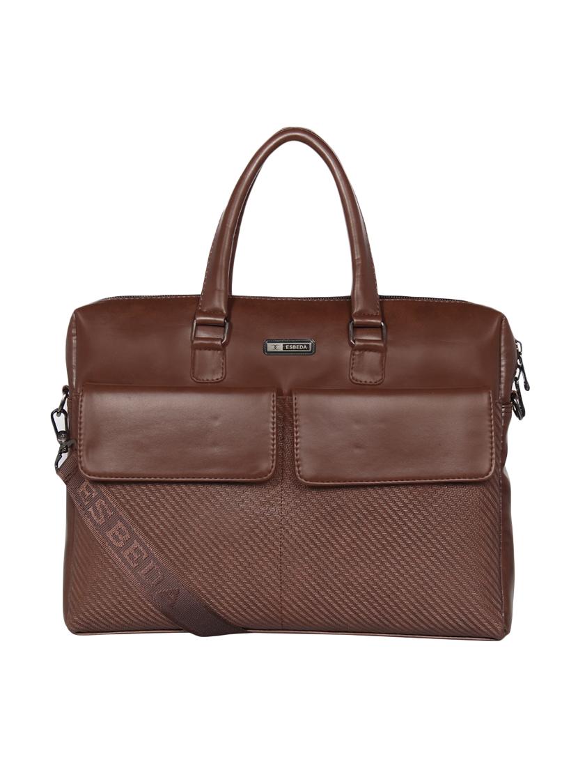 brown leatherette (pu) laptop bag - 16870245 - Zoom Image - 1