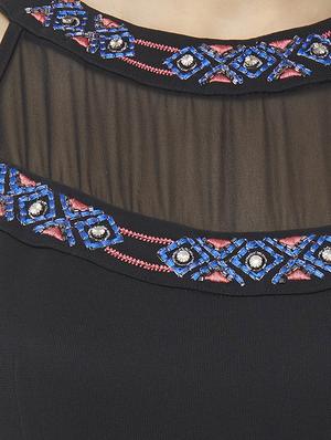 black polyester fit & flare dress - 16870733 - Standard Image - 5