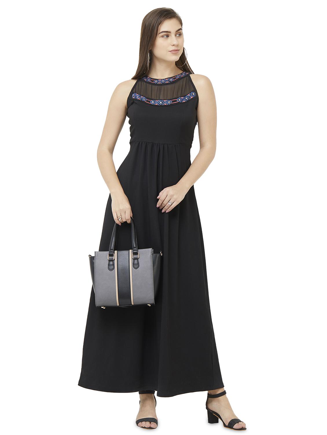 black polyester fit & flare dress - 16870733 - Zoom Image - 4