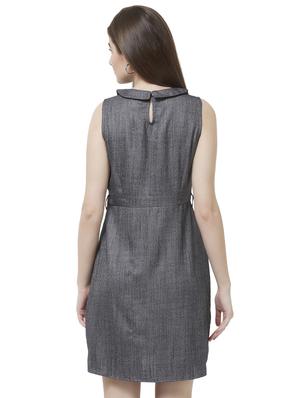 grey viscose fit & flare dress - 16870734 - Standard Image - 3