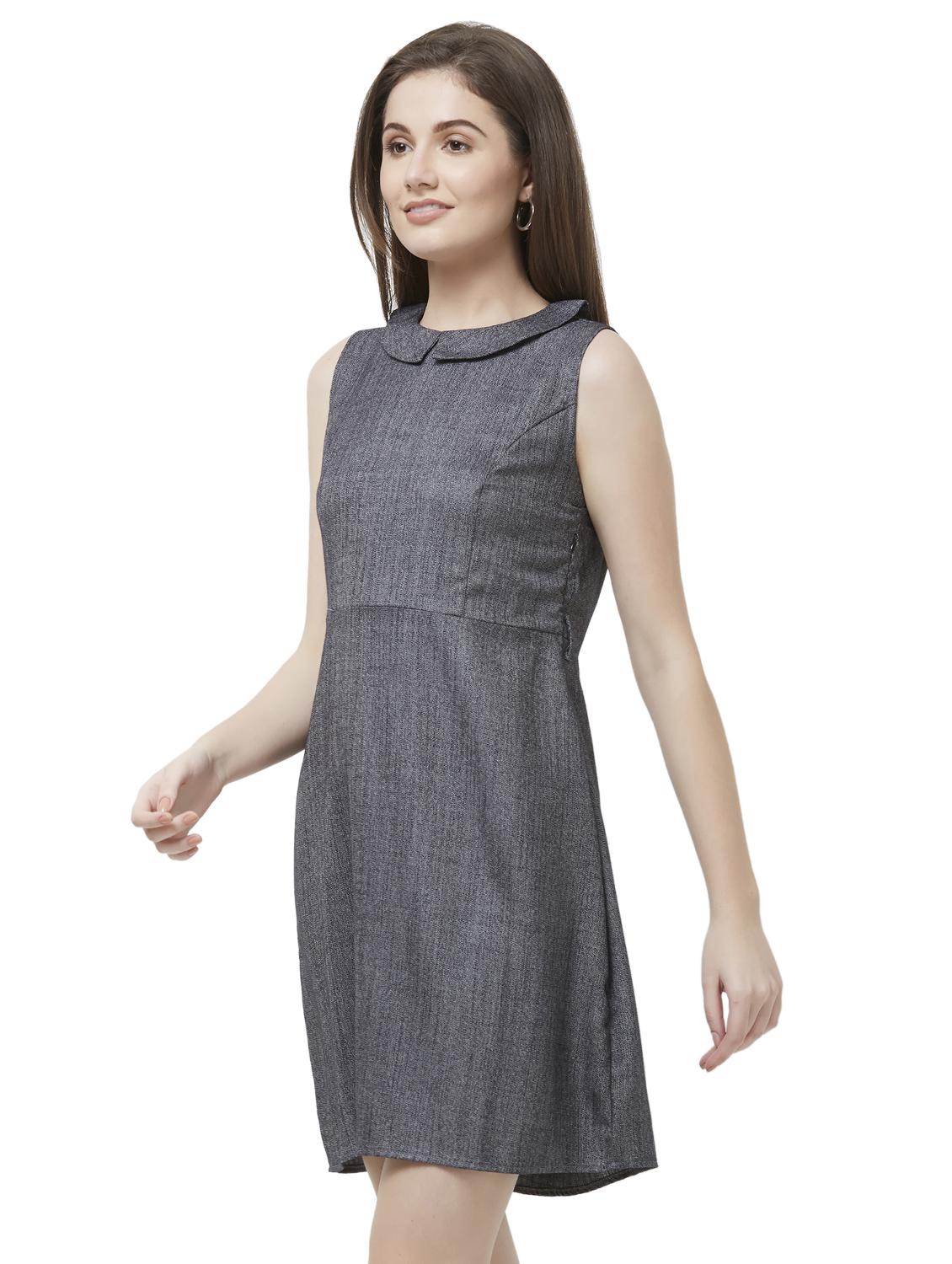 grey viscose fit & flare dress - 16870734 - Zoom Image - 2