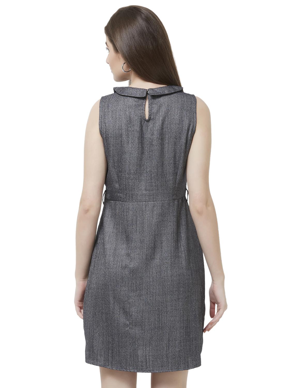 grey viscose fit & flare dress - 16870734 - Zoom Image - 3