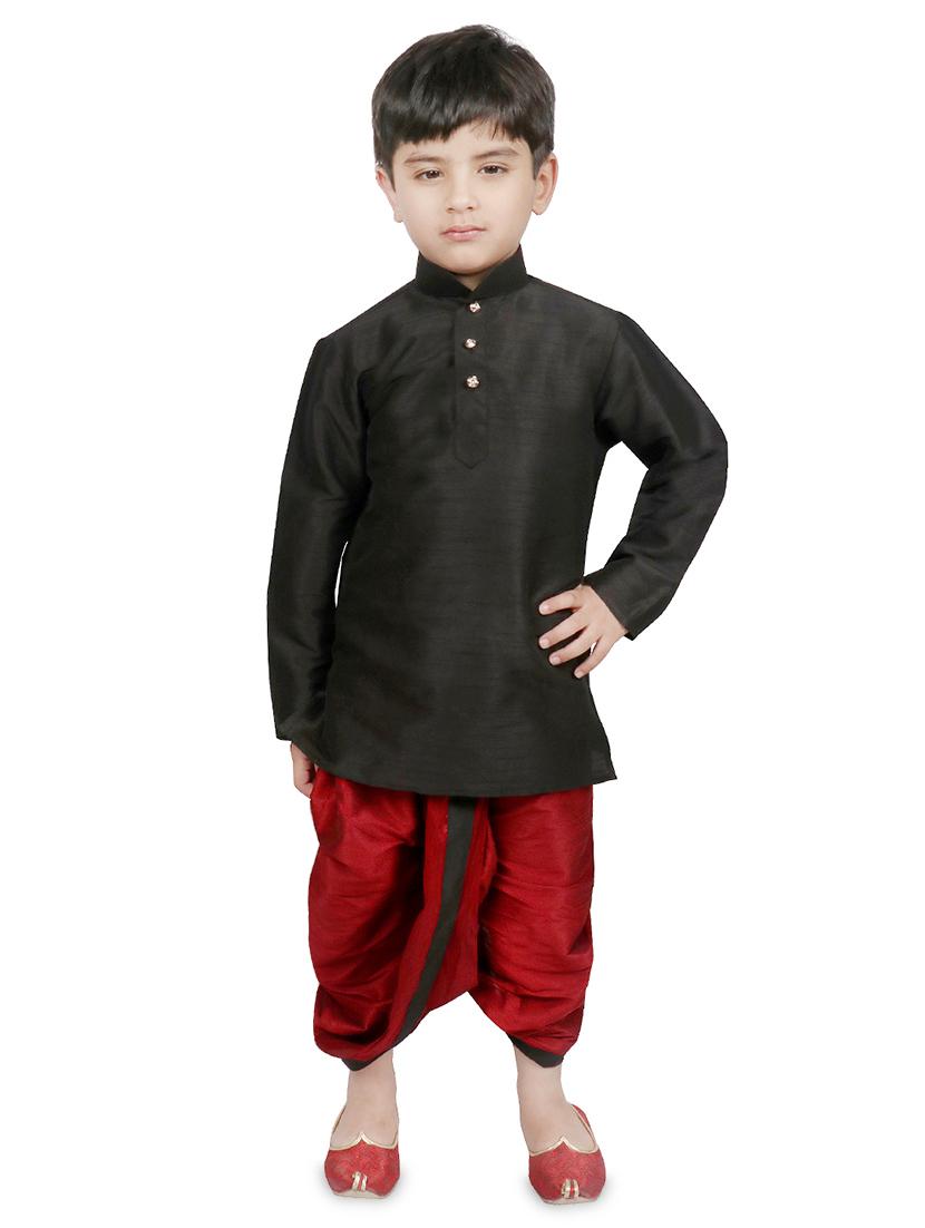 black cotton kurta set - 16870839 - Zoom Image - 1