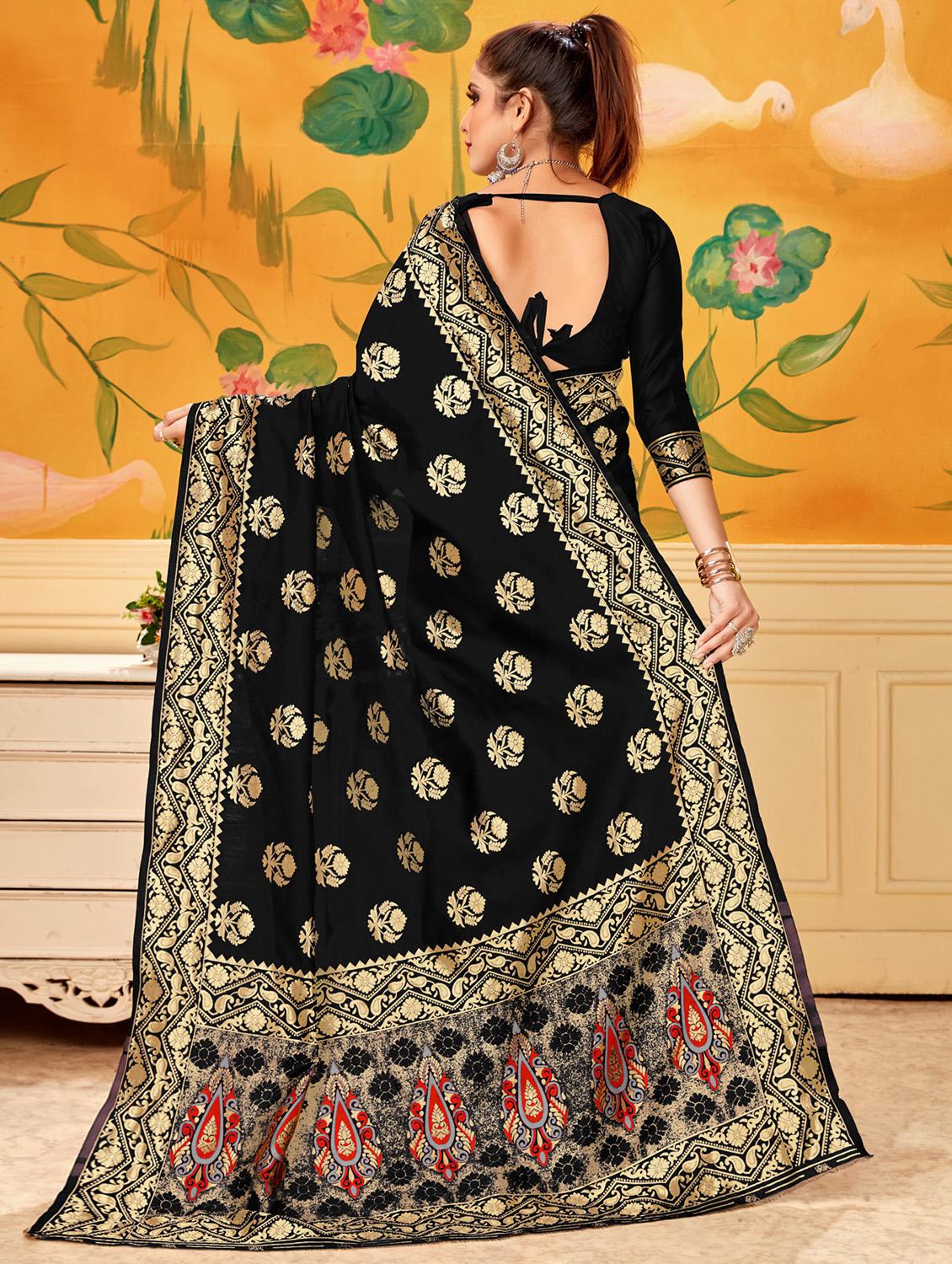 floral woven saree with blouse - 16871503 - Zoom Image - 2