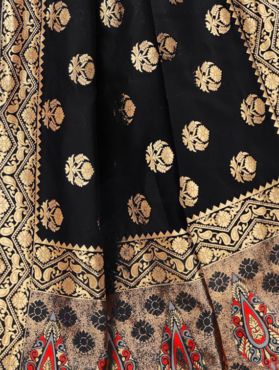 floral woven saree with blouse - 16871503 - Zoom Image - 3