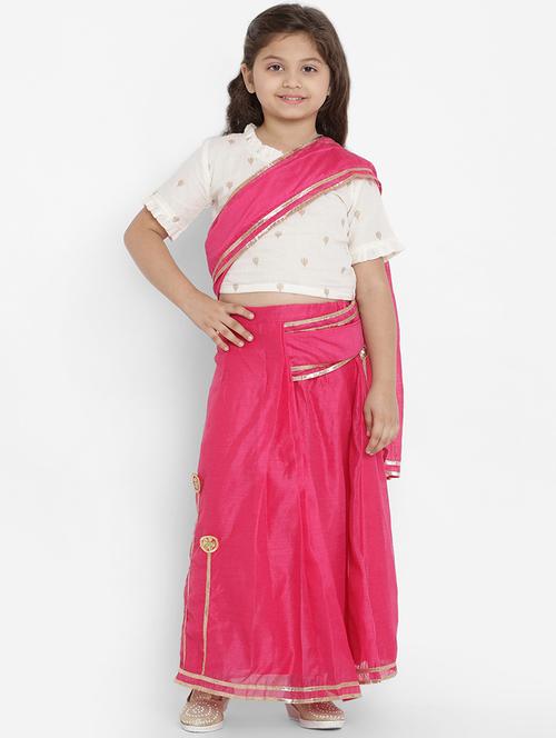 pink silk blend plain saree - 16871603 - Standard Image - 1