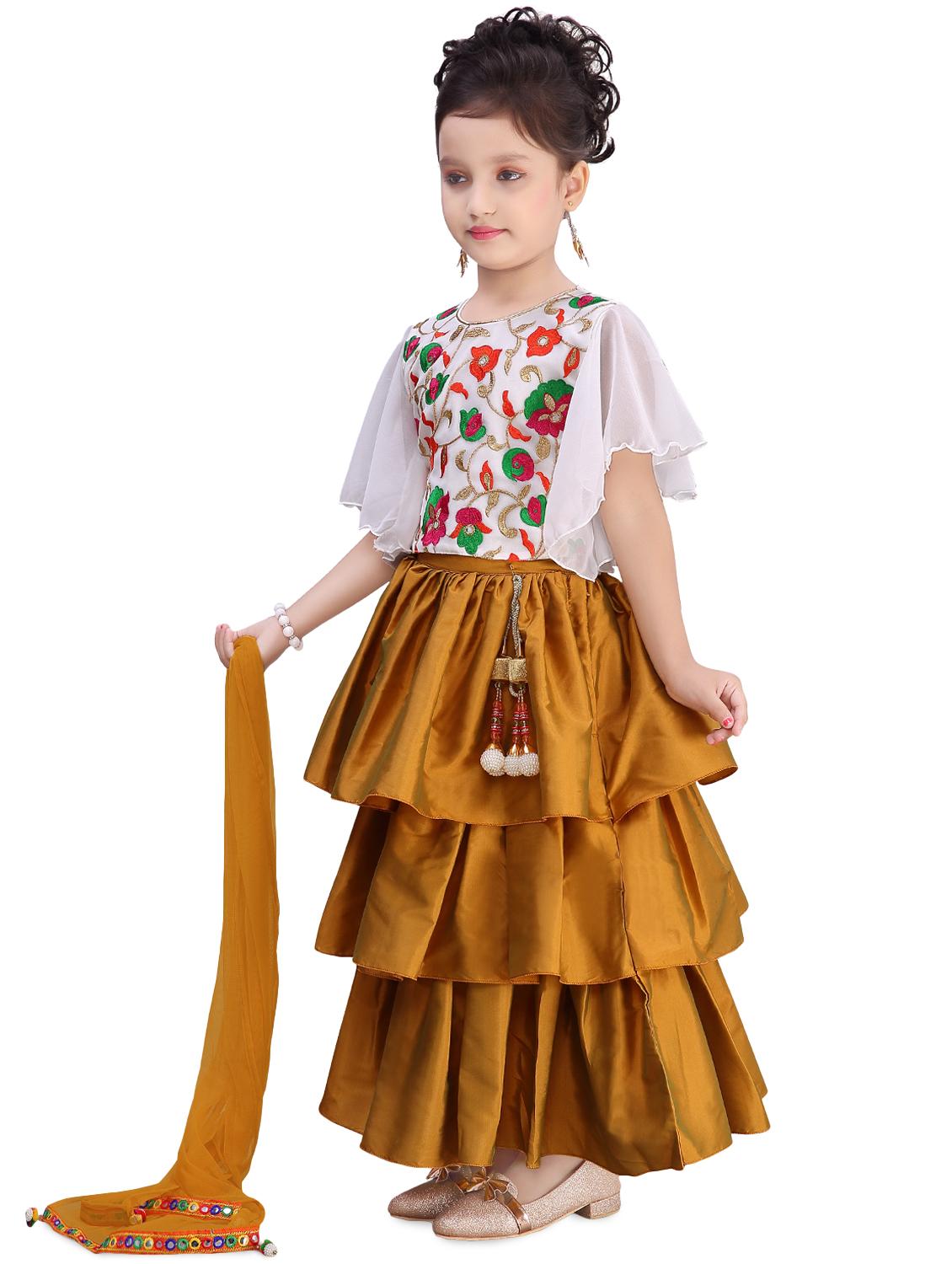 gold satin lehnga choli - 16871659 - Zoom Image - 2