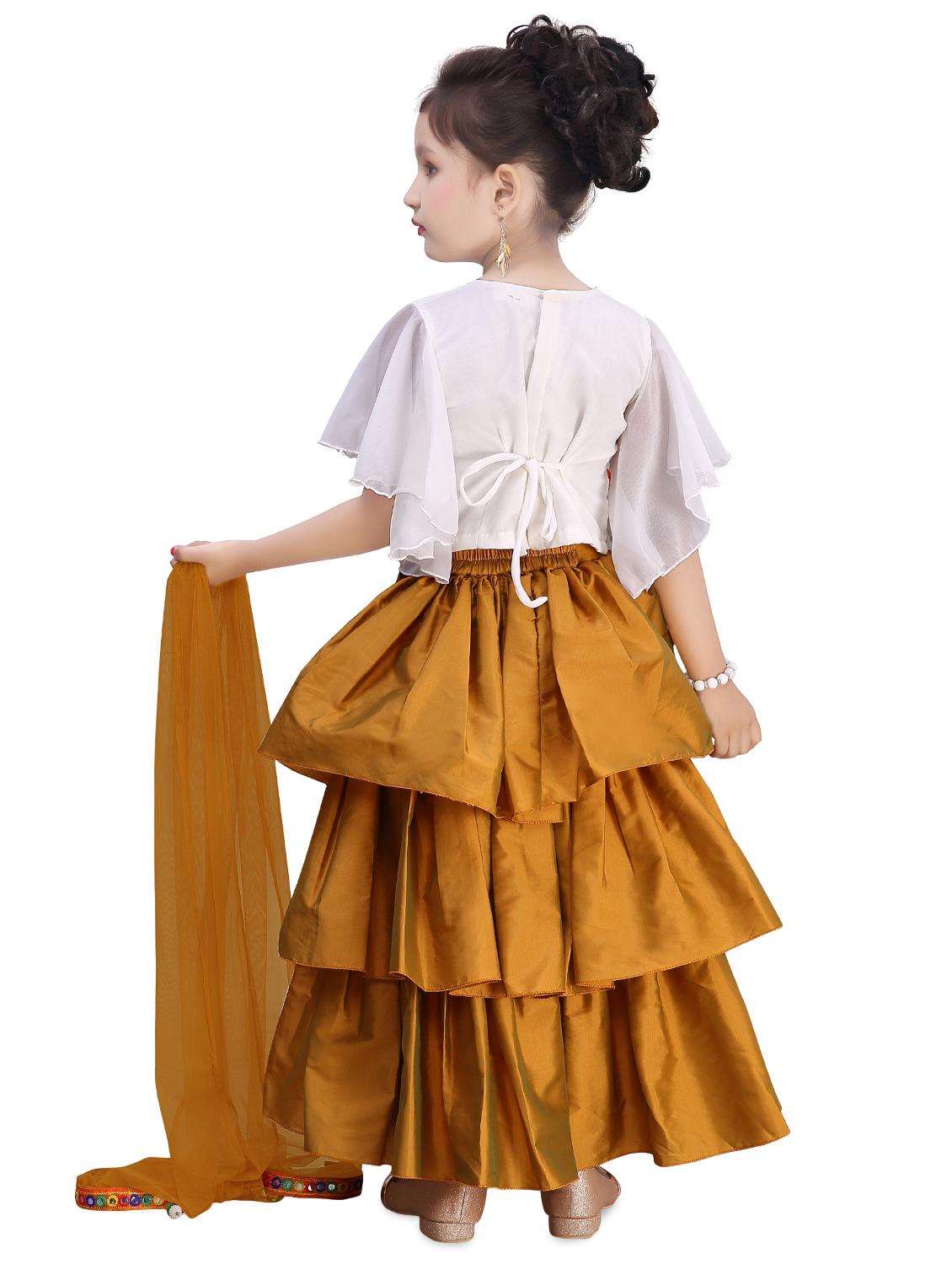 gold satin lehnga choli - 16871659 - Zoom Image - 3