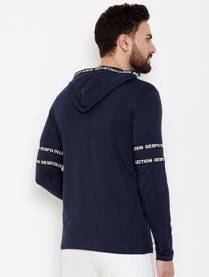 navy blue taped hooded t-shirt - 16871799 - Standard Image - 3