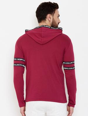 maroon taped hooded t-shirt - 16871804 - Standard Image - 3