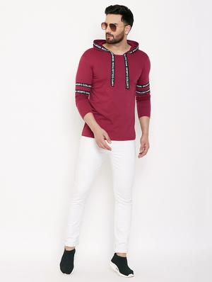maroon taped hooded t-shirt - 16871804 - Standard Image - 4