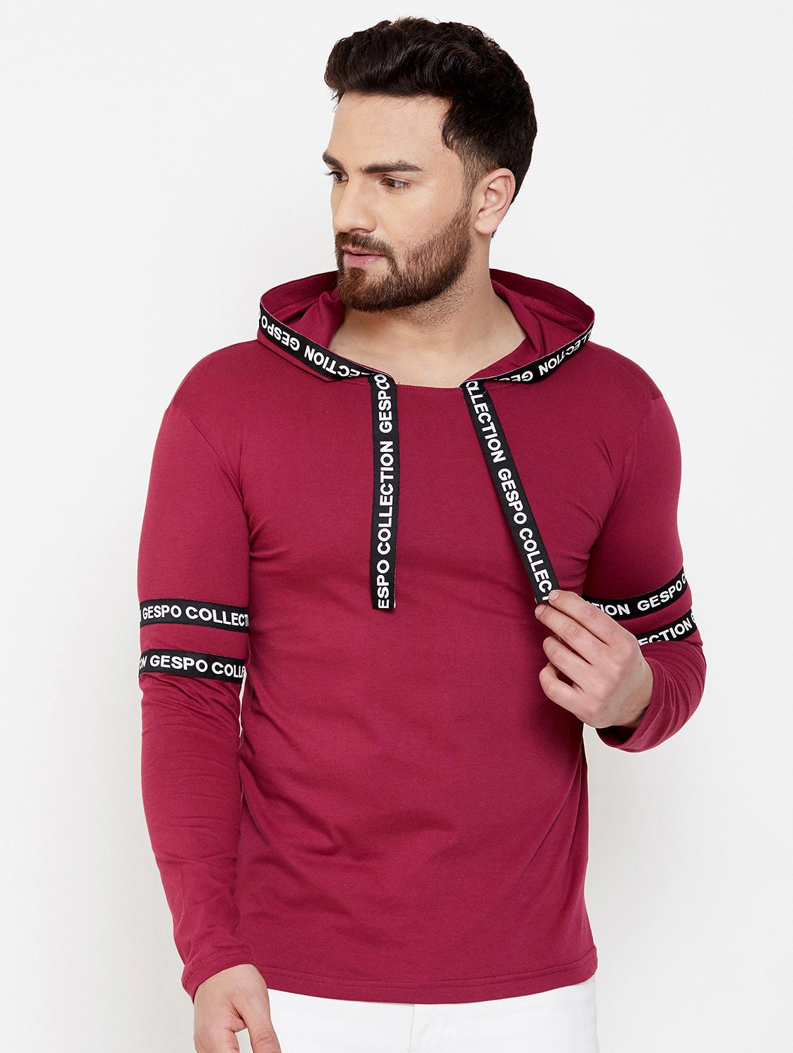 maroon taped hooded t-shirt - 16871804 - Zoom Image - 1