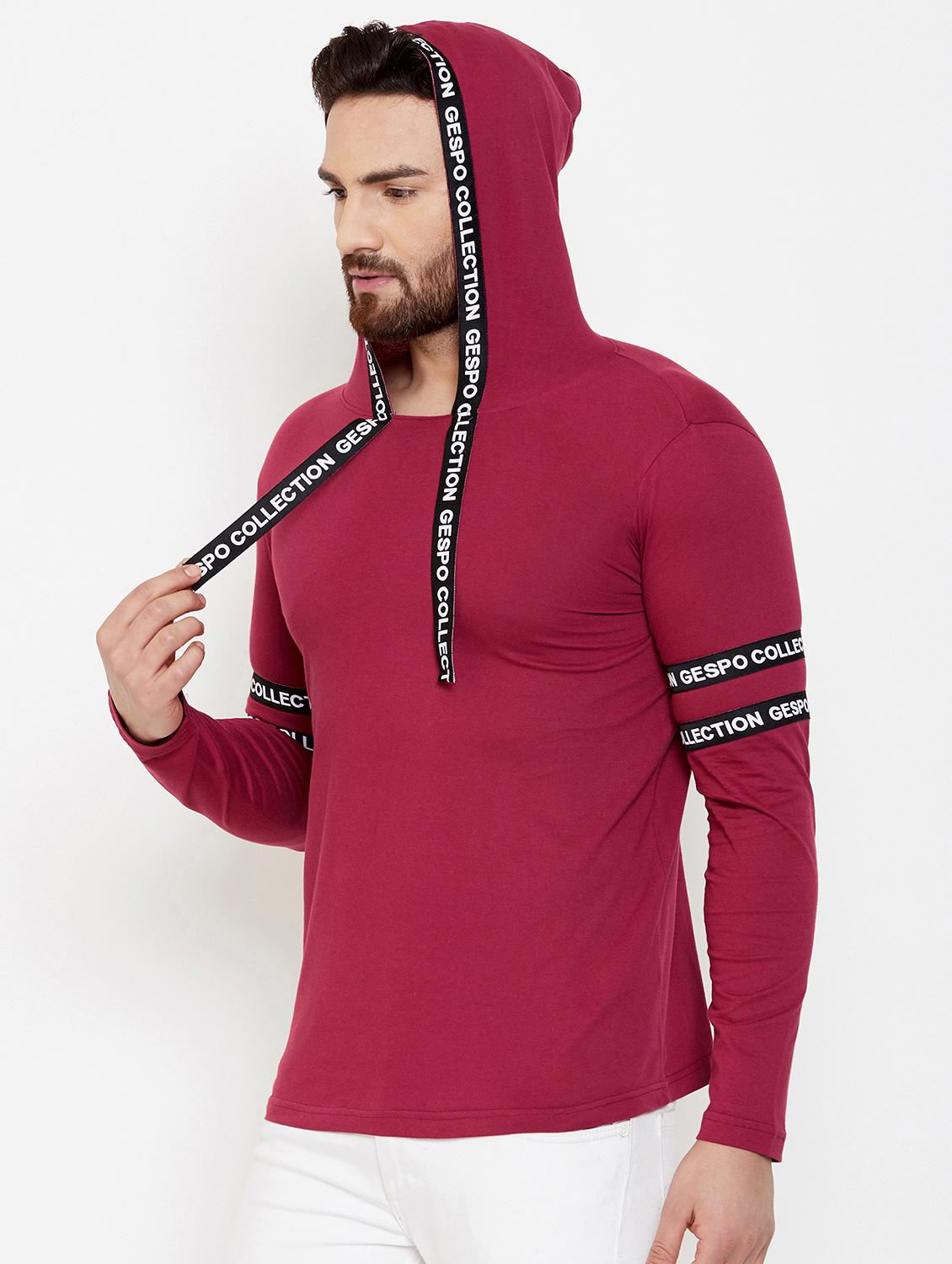 maroon taped hooded t-shirt - 16871804 - Zoom Image - 2