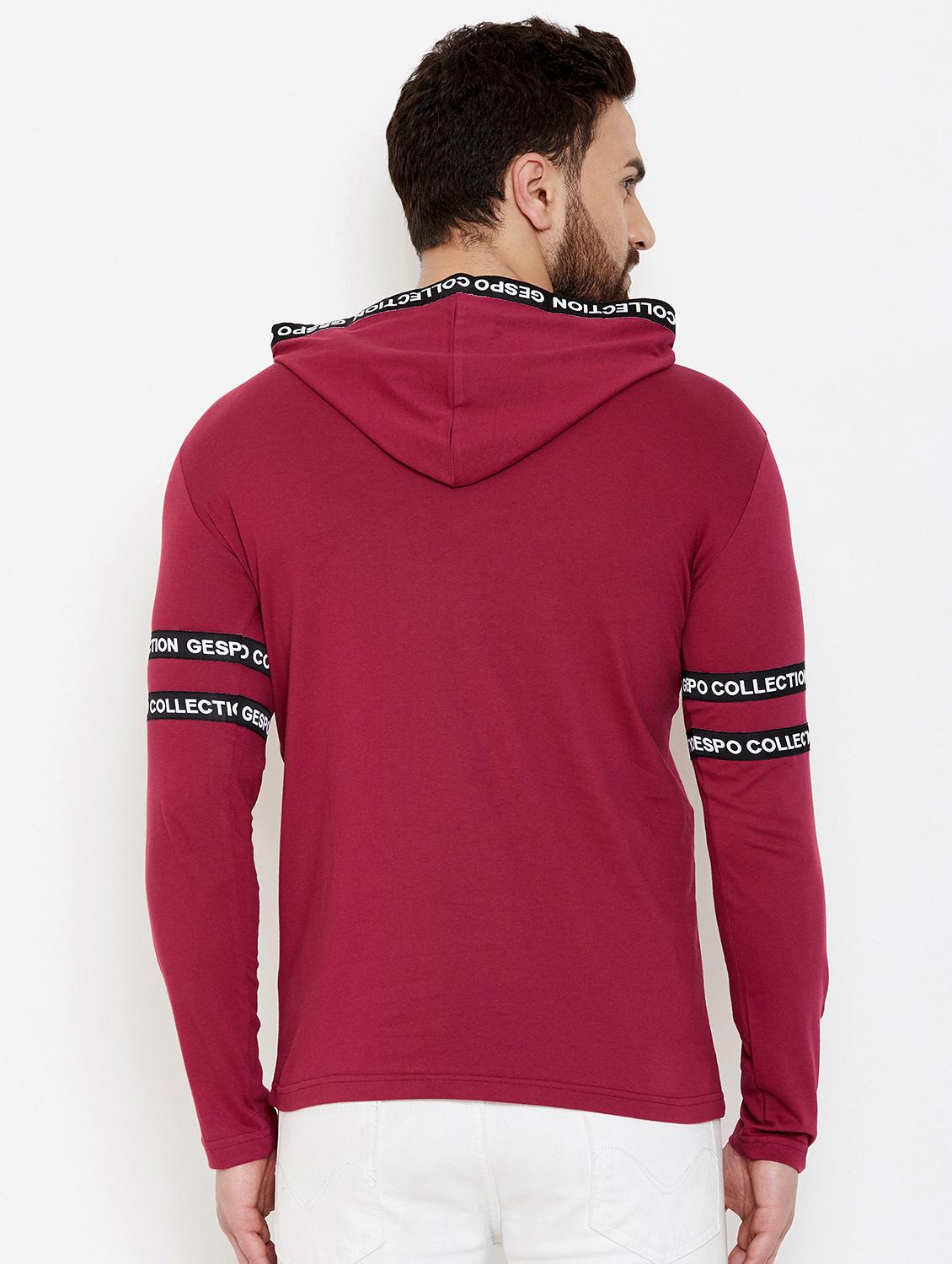 maroon taped hooded t-shirt - 16871804 - Zoom Image - 3
