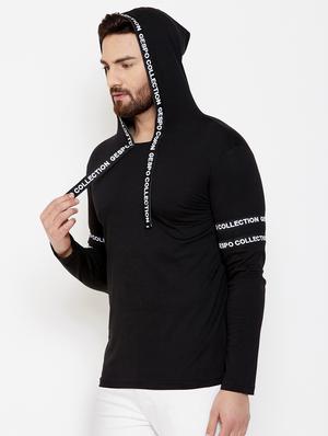 black taped hooded t-shirt - 16871805 - Standard Image - 2