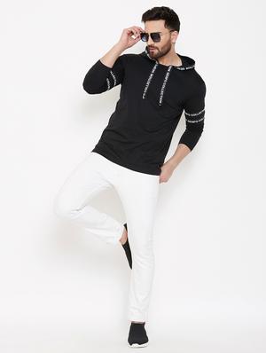 black taped hooded t-shirt - 16871805 - Standard Image - 4