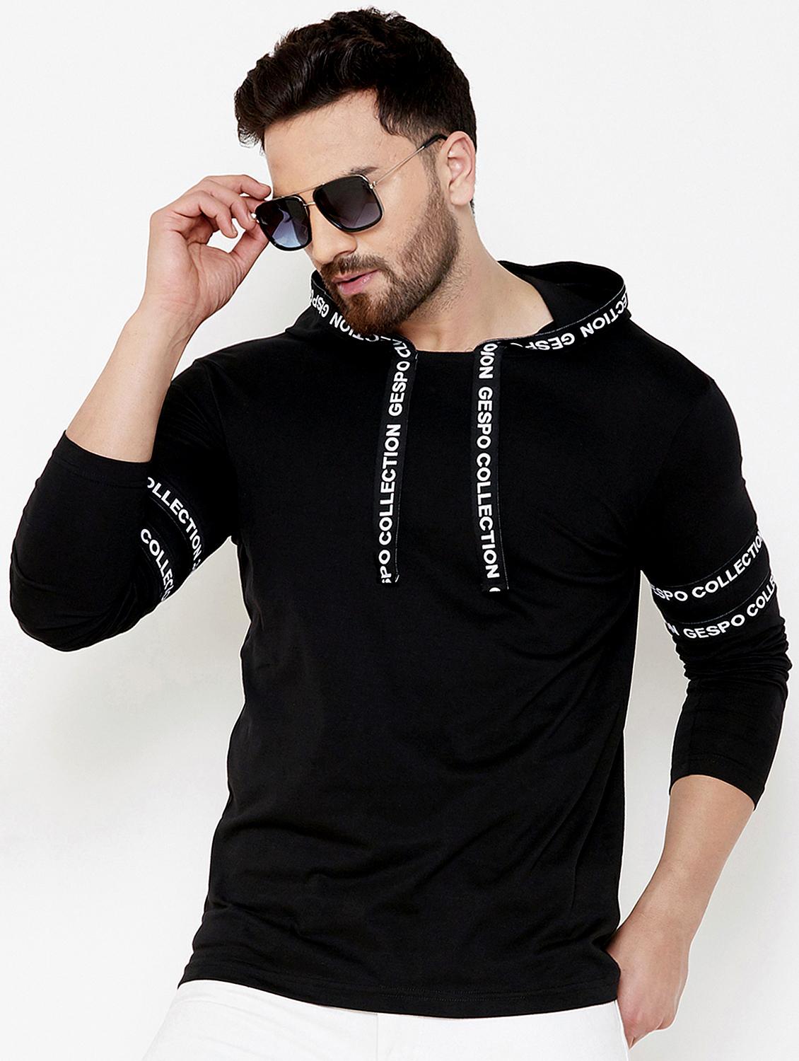 black taped hooded t-shirt - 16871805 - Zoom Image - 1