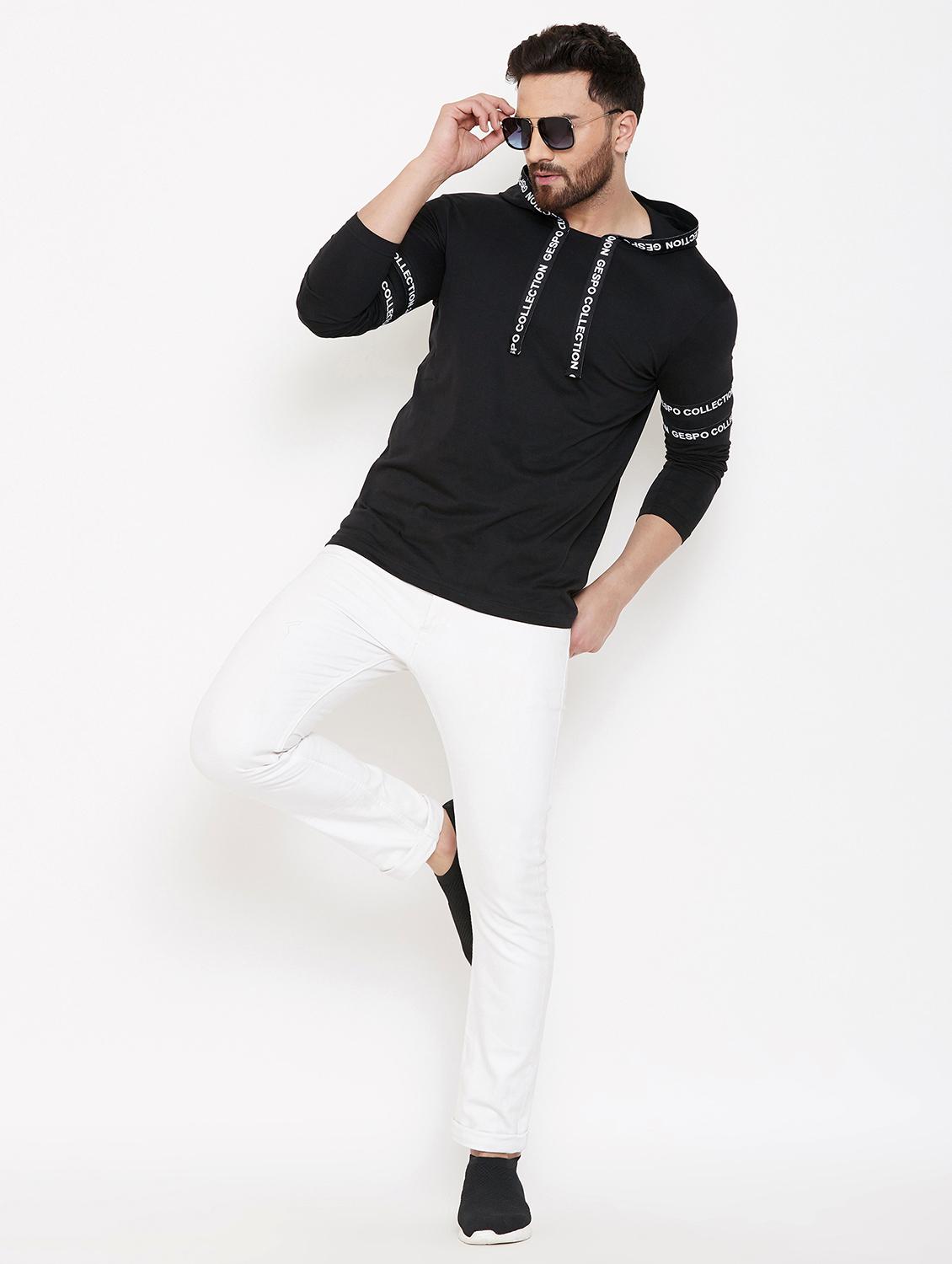 black taped hooded t-shirt - 16871805 - Zoom Image - 4