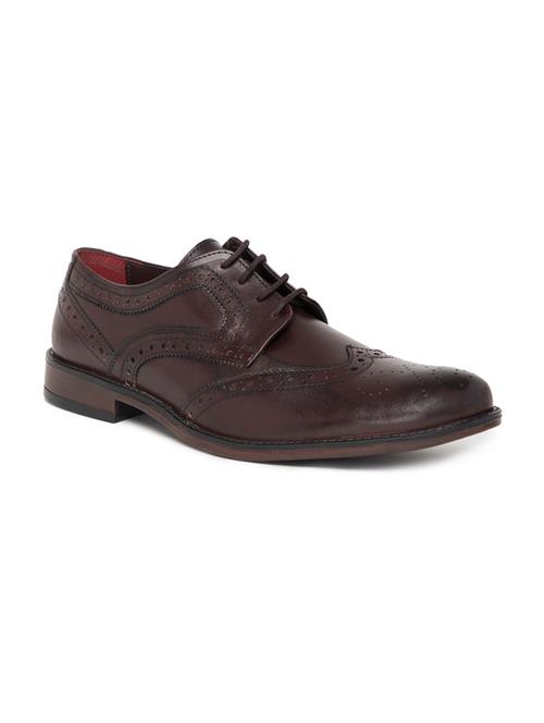maroon leather laceup brouges - 16872130 - Standard Image - 1