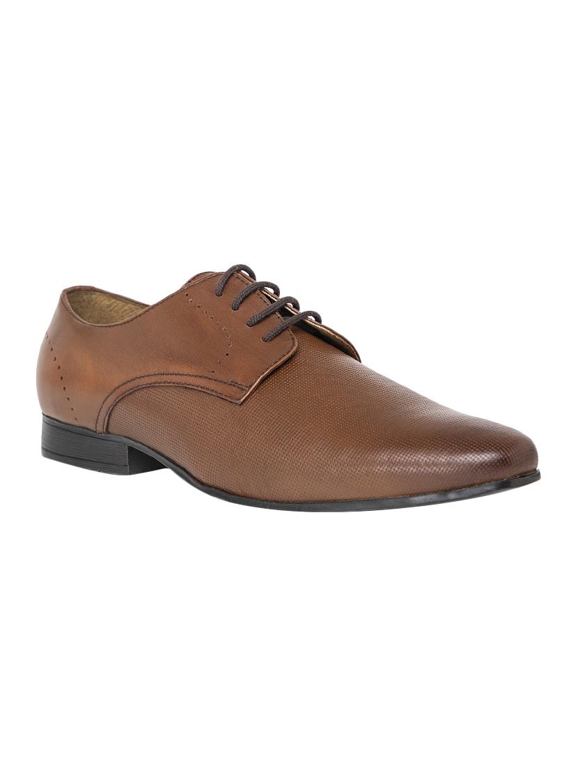 tan leatherette lace-up derbys - 16872134 - Zoom Image - 1