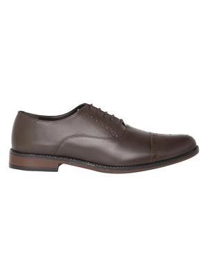 brown leatherette lace-up oxfords - 16872139 - Standard Image - 2