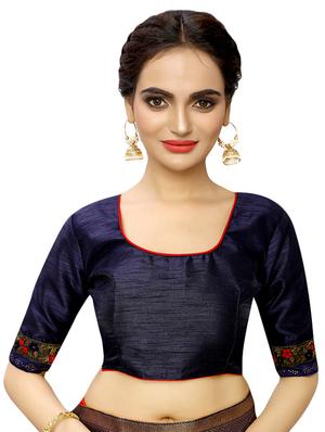 solid bordered saree with blouse - 16872678 - Standard Image - 3